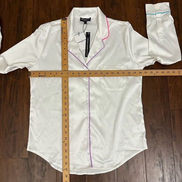 NWT GENERATION LOVE Kim Pajama Shorts Set in White Rainbow - Picture 6 of 16